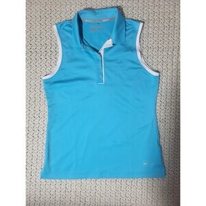 Nike Golf Tour Performance Dri-Fit Sleeveless Polo Shirt Blue Womens Medium